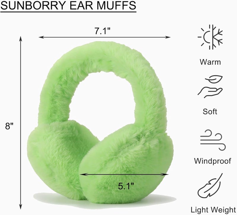 SUNBORRY Store Foldable Ear Muffs for Women, Faux Fur Adjustable Earmuffs for Winter - Image 2